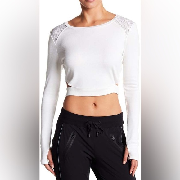 blanc noir Tops - Blanc Noir ribbed long sleeve crop top